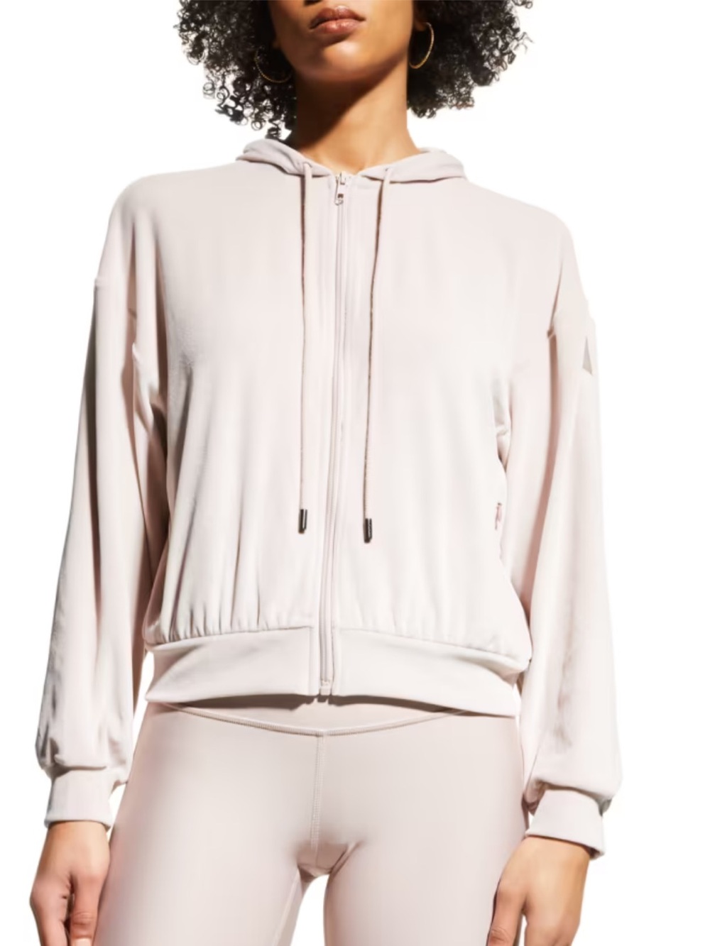 Alo Yoga Velour Glimmer Full Zip Hoodie Dusty Pink Size Medium